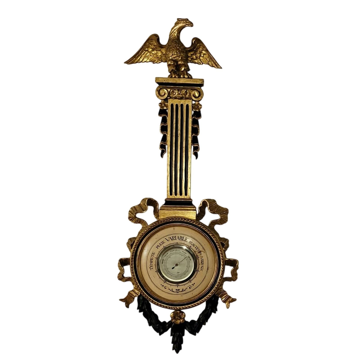 Vintage Italian Hand-Carved Wood Eagle Barometer | 38" Sculptural Wall Piece