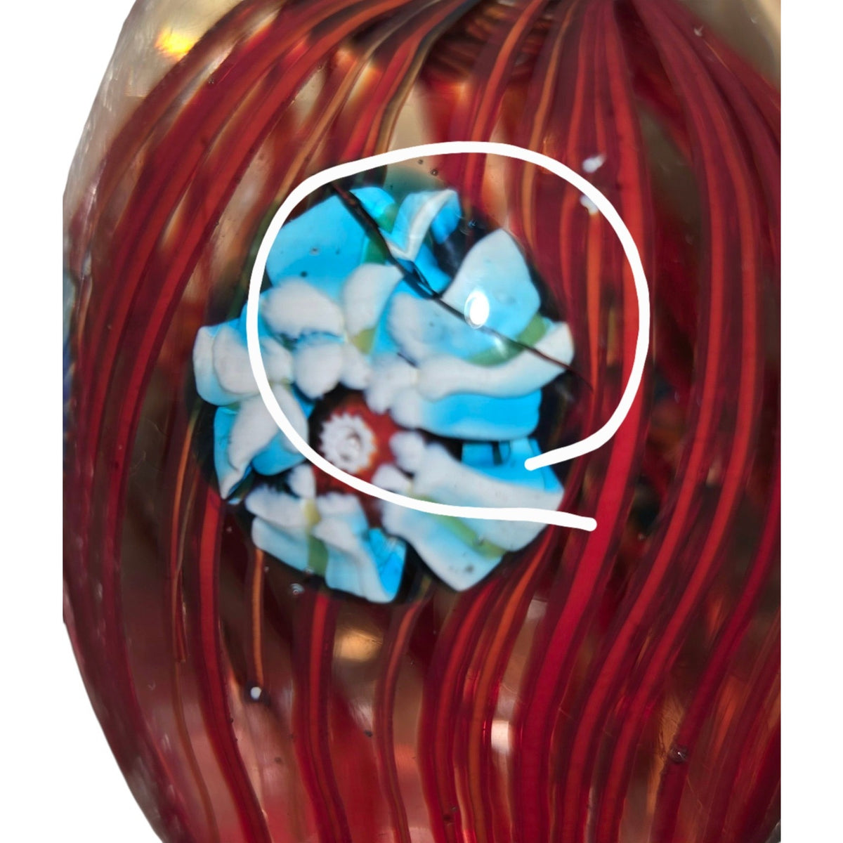 Set of 3 Glass Controlled Bubble Paperweights | Reds & Blues | Lighted Wooden Stand Included