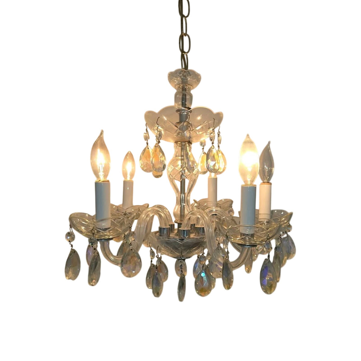 Vintage Swag Glass Chandelier | Light-Refracting Elegance