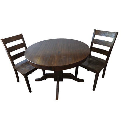 Pier 1 Imports Solid Wood Rough-Hewn Dining Table & 2 Chairs | 42" Round with 18" Leaf
