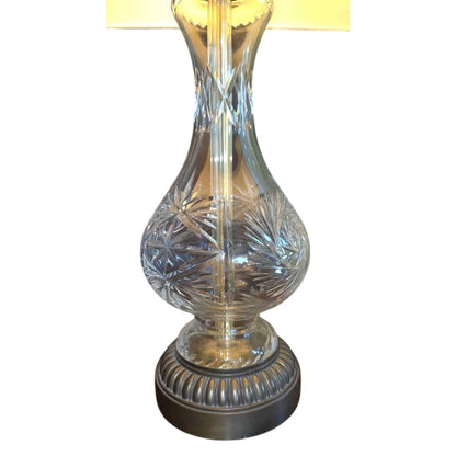 Vintage Crystal & Brass Table Lamp | 26" Old-World Glamour