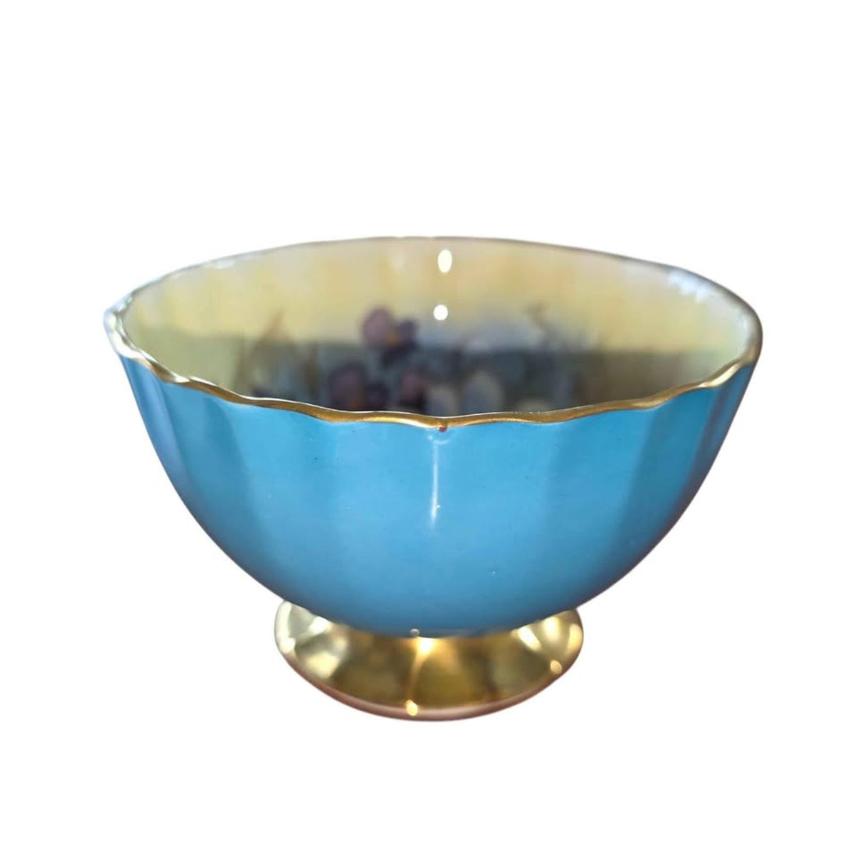 Aynsley Teacup | Signed J.A. Bailey | Hand-Painted Cabbage Rose | Teal & Gold