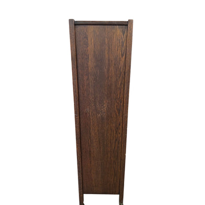 Antique Stickley Mission Style Solid Wood Book Shelf with Glass Doors