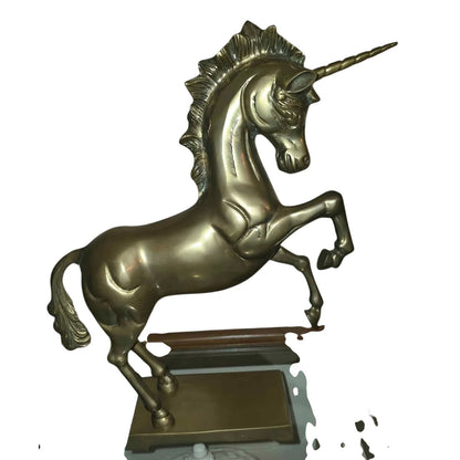 Large Vintage Brass Unicorn Figure | 17" Decorative Sculpture
