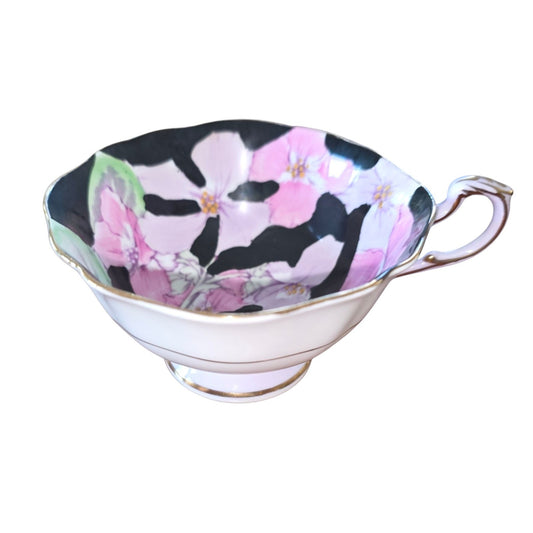 Vintage Paragon Double Warrant Cabbage Rose Teacup | Pink & Black Art Nouveau