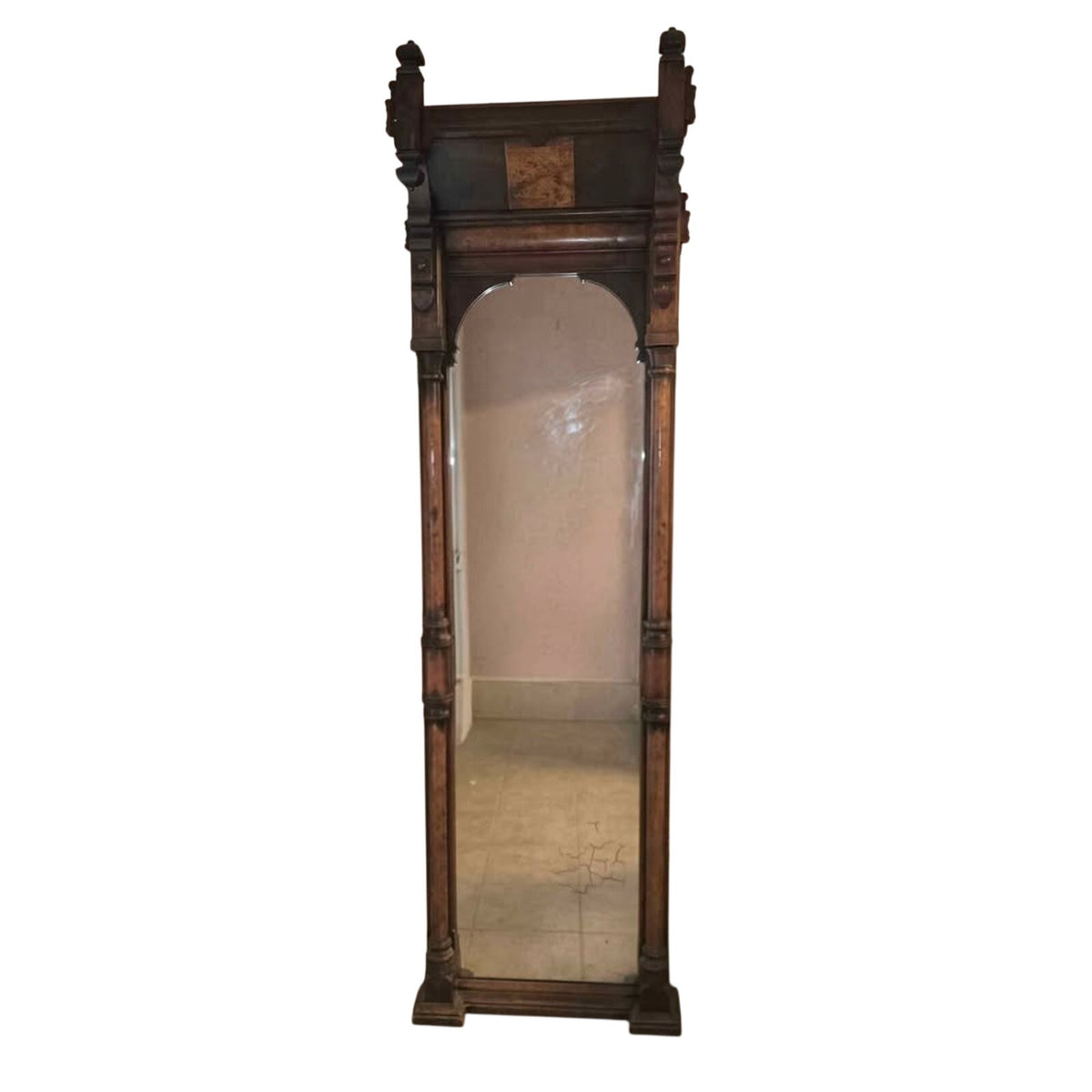 Antique Solid Wood Empire Style Pier Mirror