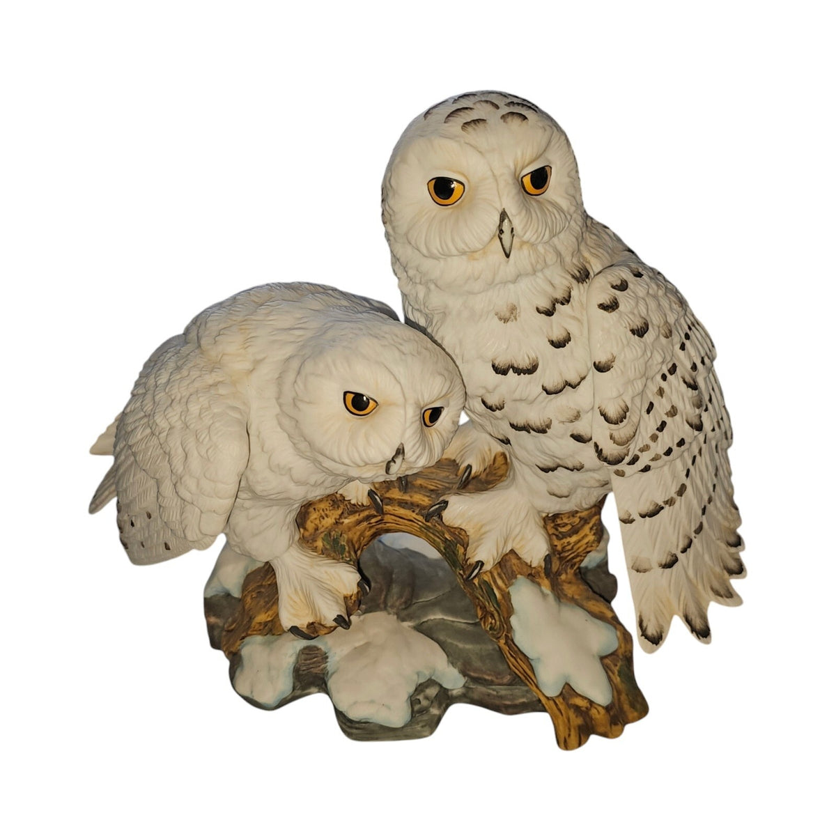 Maruri "Eyes of the Night" Snowy Owls Porcelain Figurine | 1988 Studio Design | Model O-8809