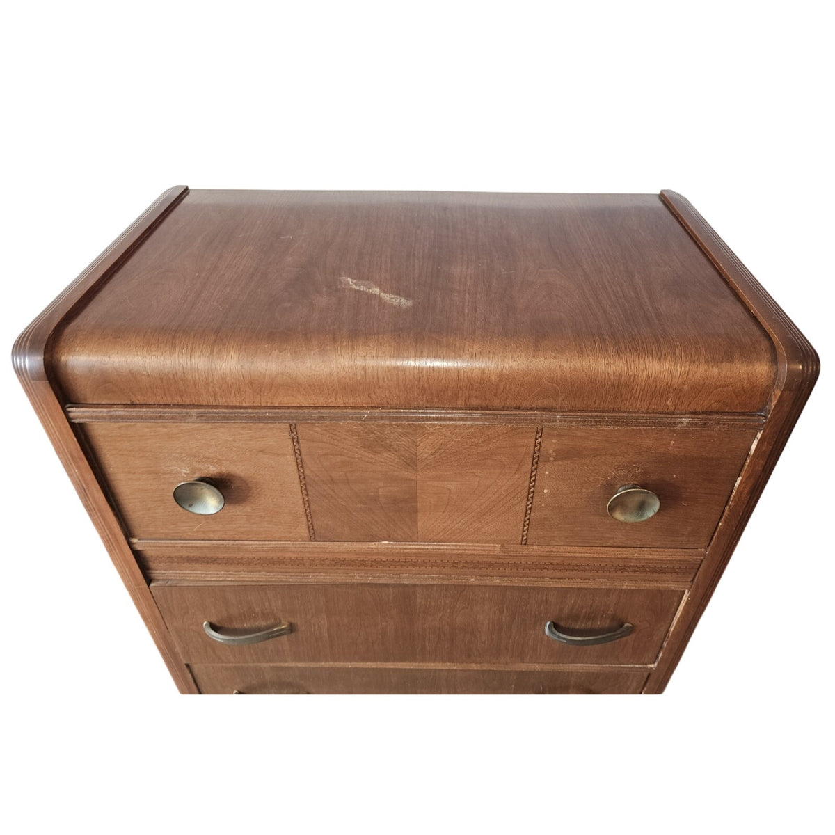 Vintage Huntingburg Furniture Art Deco Waterfall Chest of Drawers | MCM | 33" x 45" Tall