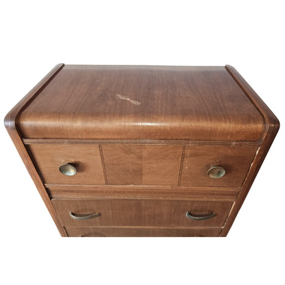 Vintage Huntingburg Furniture Art Deco Waterfall Chest of Drawers | MCM | 33" x 45" Tall