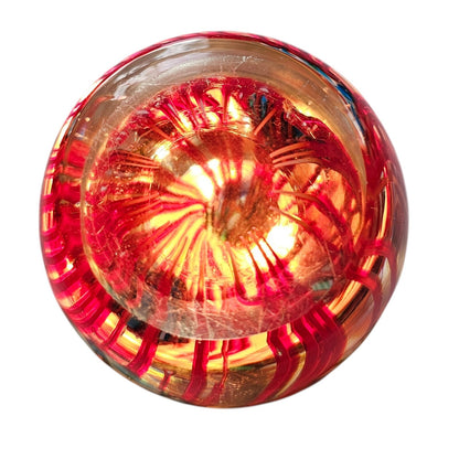 Set of 3 Glass Controlled Bubble Paperweights | Reds & Blues | Lighted Wooden Stand Included