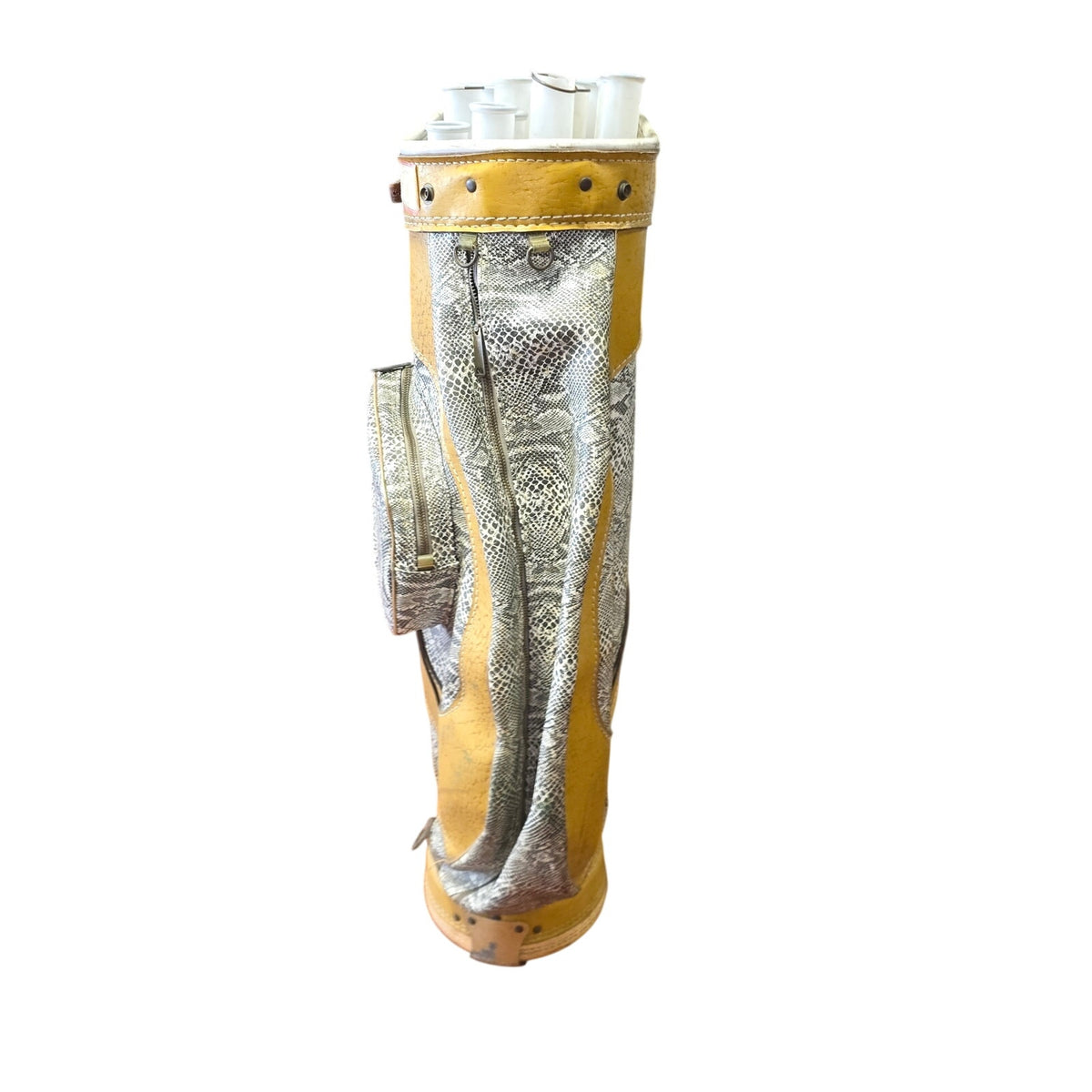Mid Century Retro Mustard Yellow Faux Snakeskin Golf Bag