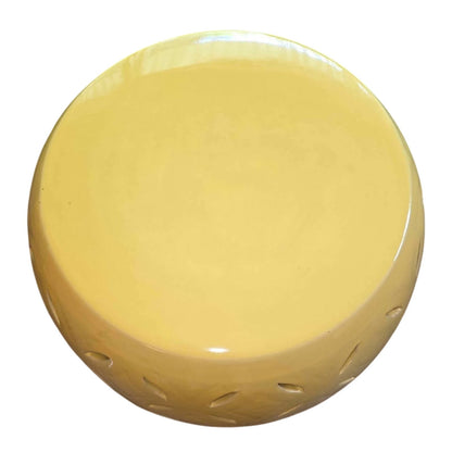 Yellow Ceramic Lattice Garden Barrel Stool | Indoor & Outdoor | 14" x 19.5"