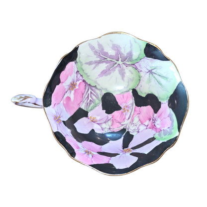 Vintage Paragon Double Warrant Cabbage Rose Teacup | Pink & Black Art Nouveau