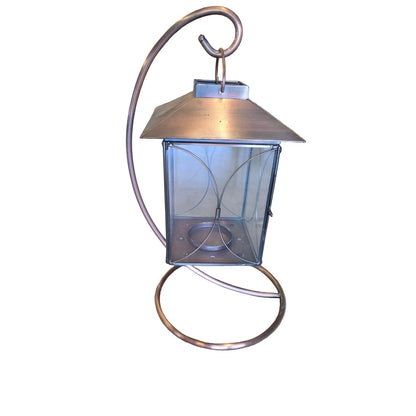 Copper Lantern on Hanging Stand | 8" x 18.5" | Indoor & Outdoor Decorative Accent