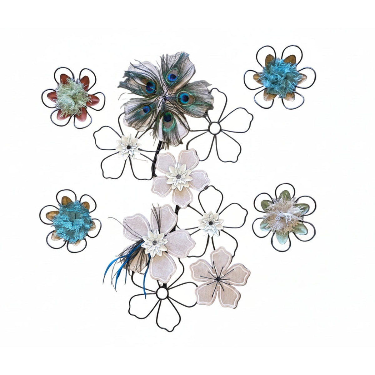 5 Piece Set Metal Flowers Wall Decor