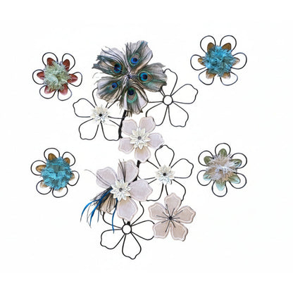 5 Piece Set Metal Flowers Wall Decor