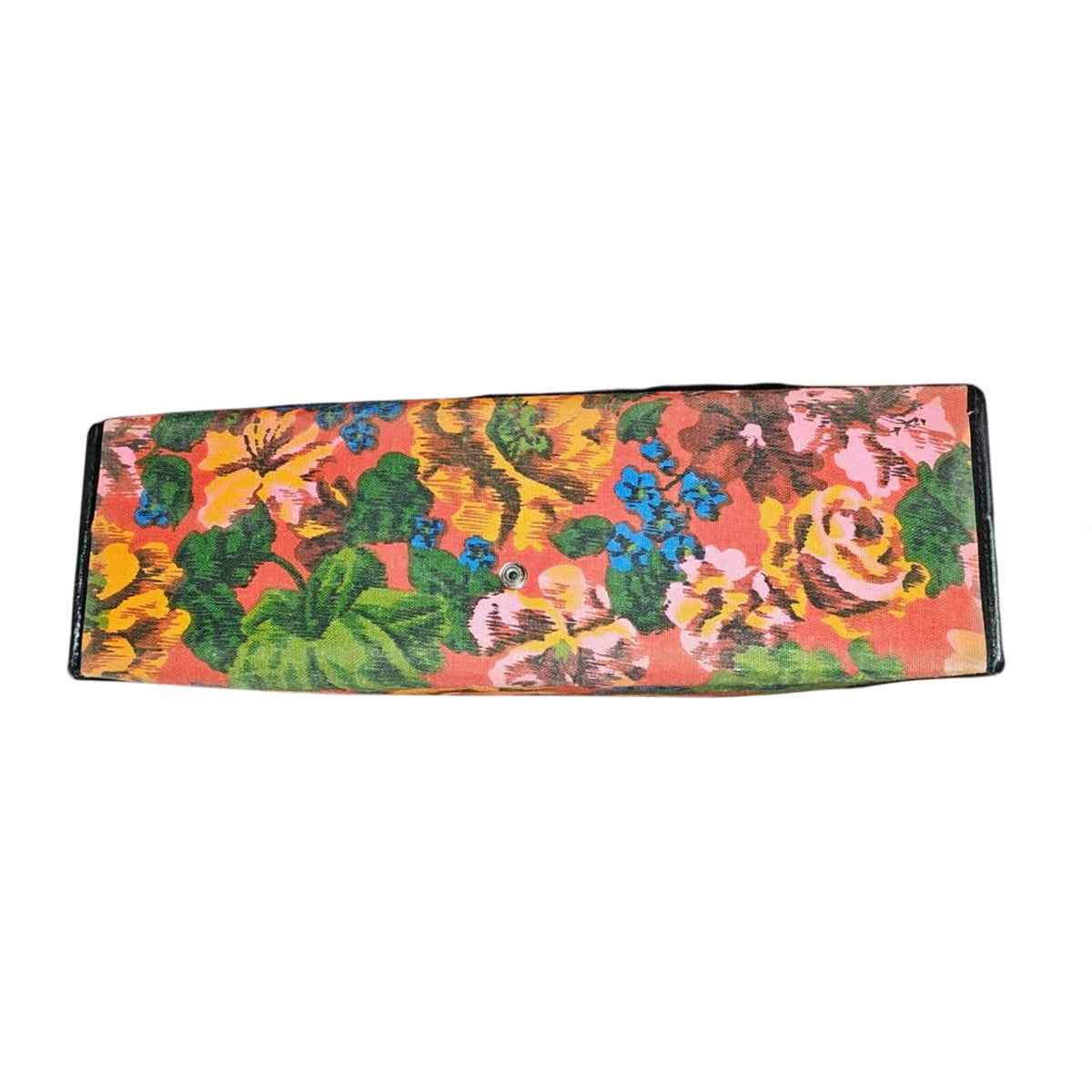 Vintage Groovy Floral Canvas & Vinyl Suitcase | 17" Retro Travel Case