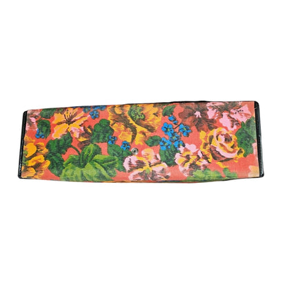 Vintage Groovy Floral Canvas & Vinyl Suitcase | 17" Retro Travel Case