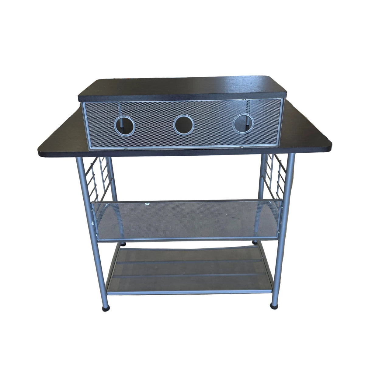 Black & Silver Metal Desk | 35.5" x 36.5" | Modern Minimalist Home Office & Study