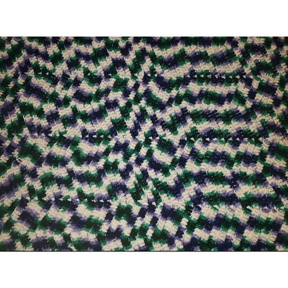 Vintage Hand-Crocheted Purple & Green Chevron Afghan | 62" x 68" | Boho Throw Blanket