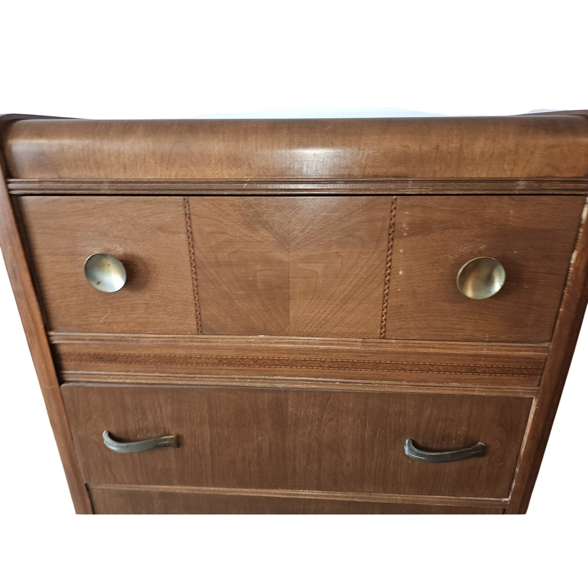 Vintage Huntingburg Furniture Art Deco Waterfall Chest of Drawers | MCM | 33" x 45" Tall