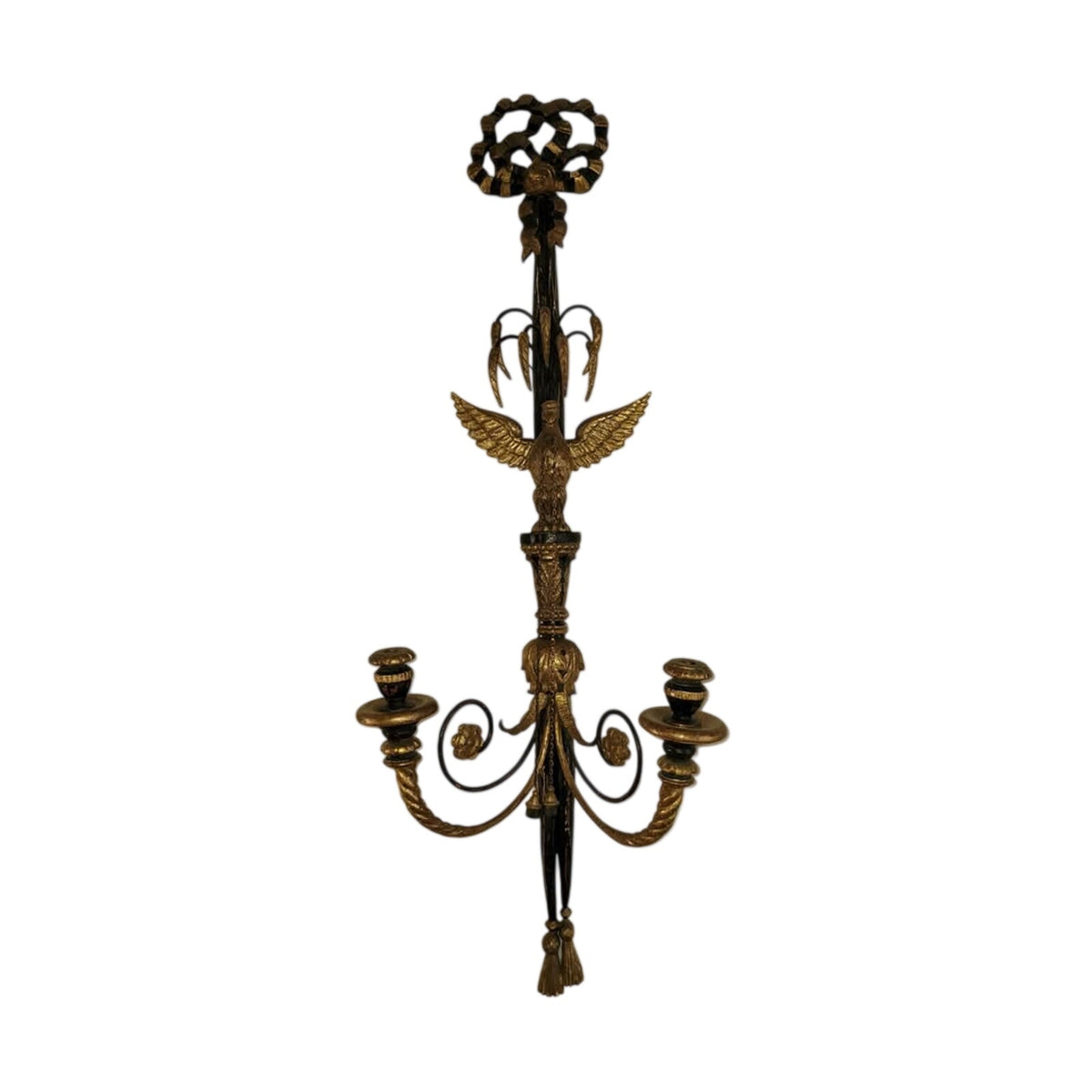 Vintage Hollywood Regency Hand Carved Wood Eagle Wall Sconce Italy