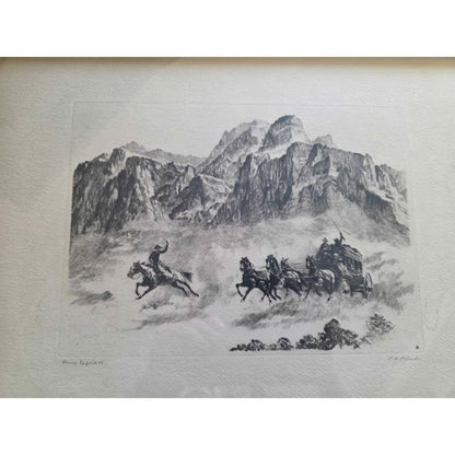 Vintage Framed R H Palenske Pony Express Print