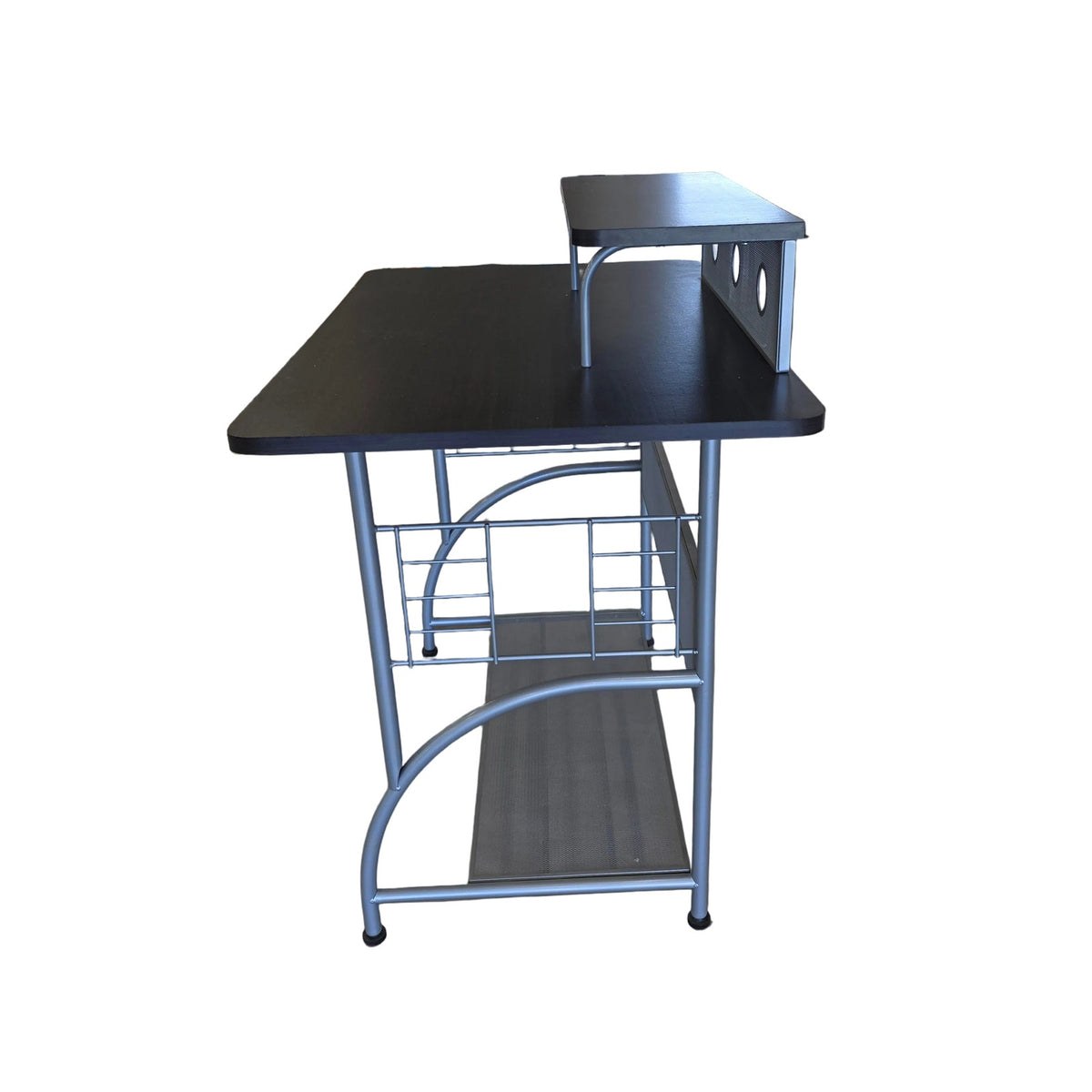 Black & Silver Metal Desk | 35.5" x 36.5" | Modern Minimalist Home Office & Study