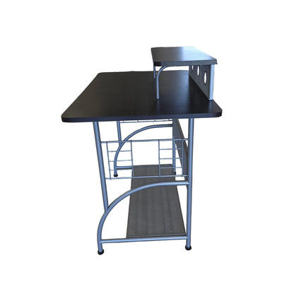 Black & Silver Metal Desk | 35.5" x 36.5" | Modern Minimalist Home Office & Study