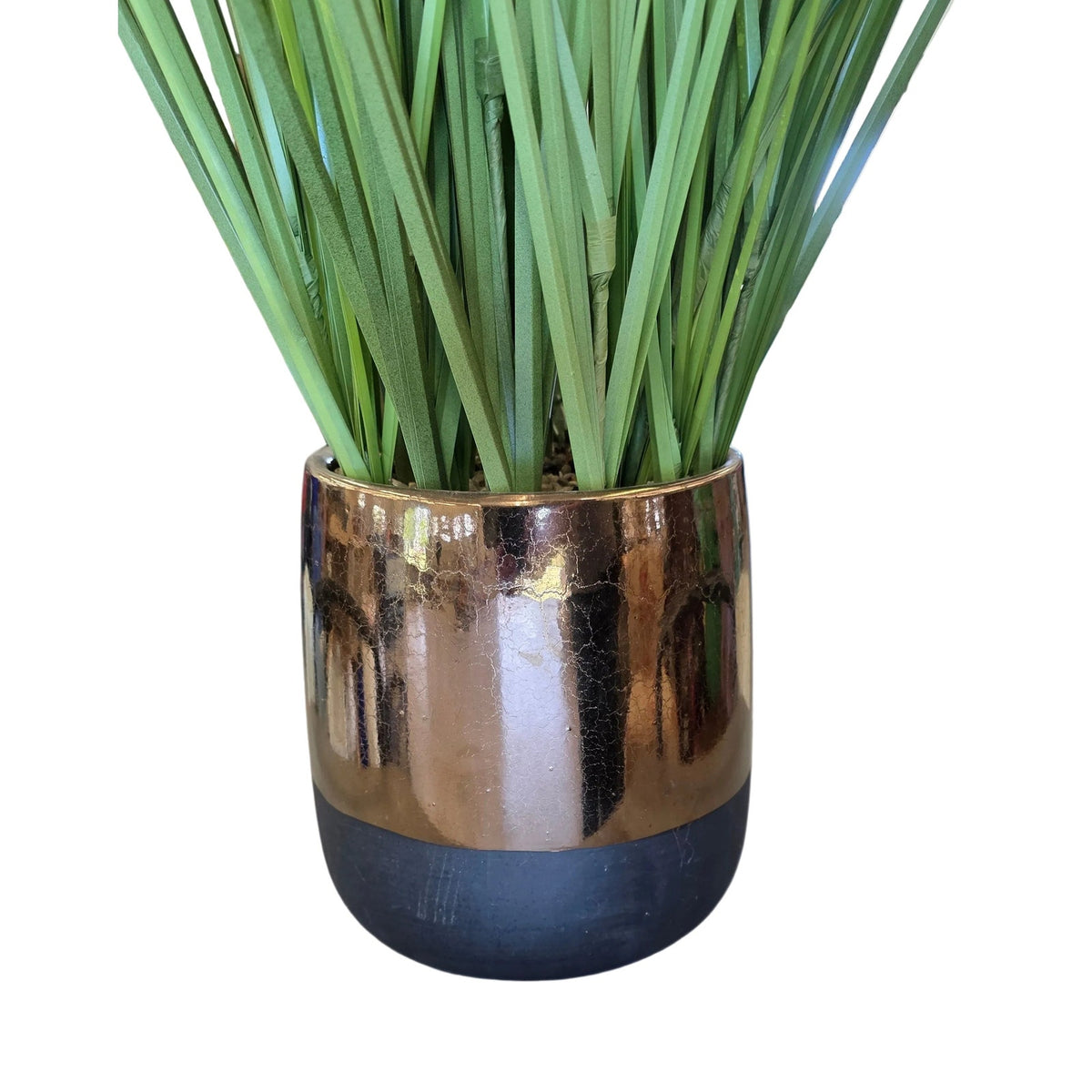Beautiful Copper & Black Pot with Artificial Goldenrod