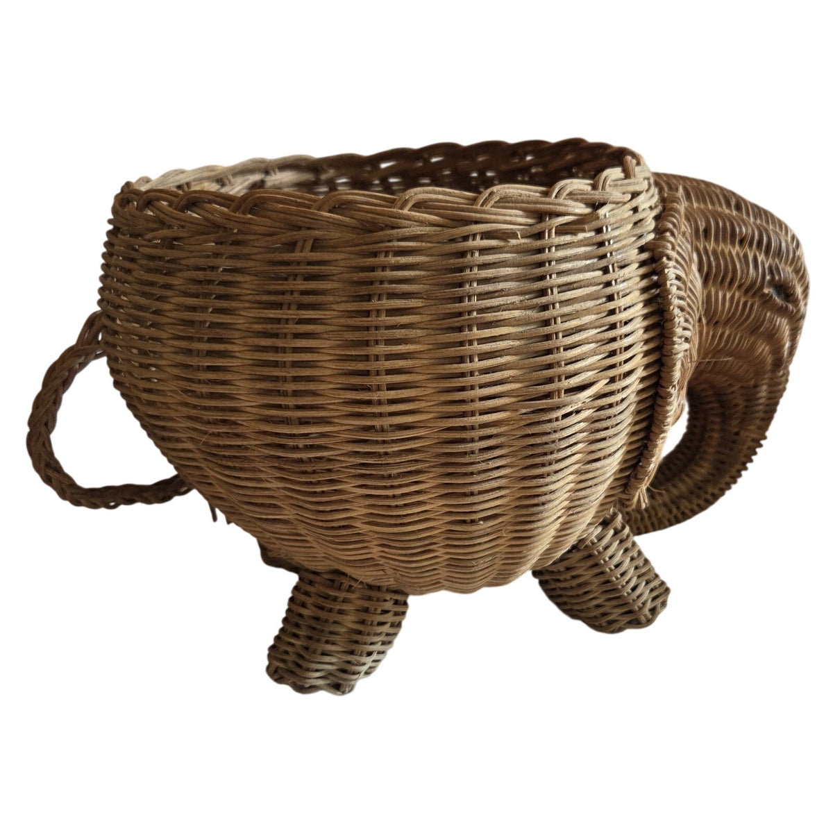 Vintage Wicker Elephant Basket Storage Planter