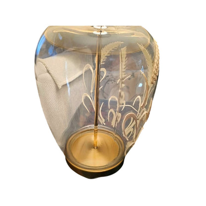 Etched Clear Glass Ginger Jar Lamp