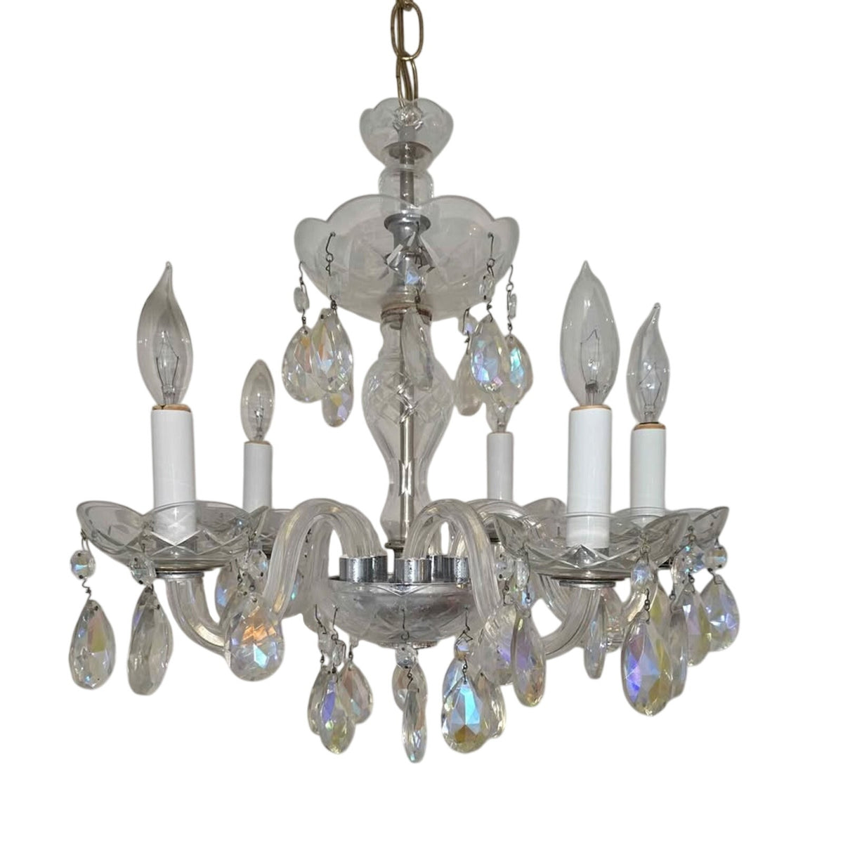Vintage Swag Glass Chandelier | Light-Refracting Elegance