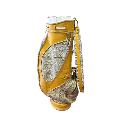 Mid Century Retro Mustard Yellow Faux Snakeskin Golf Bag