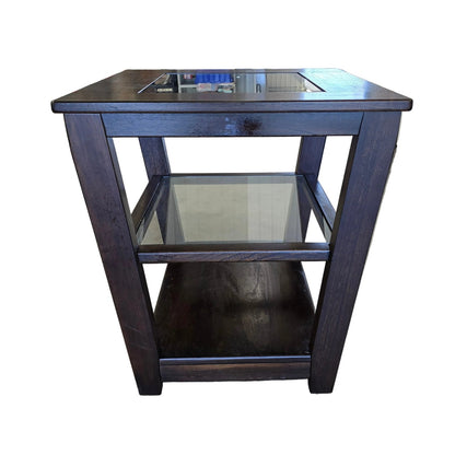 Urban Icon Glass Inlay Wood End Table | 24" Square x 25" Tall | Modern & Transitional