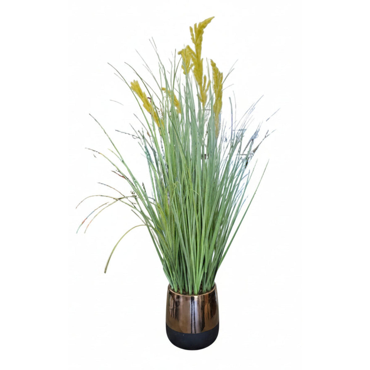 Beautiful Copper & Black Pot with Artificial Goldenrod