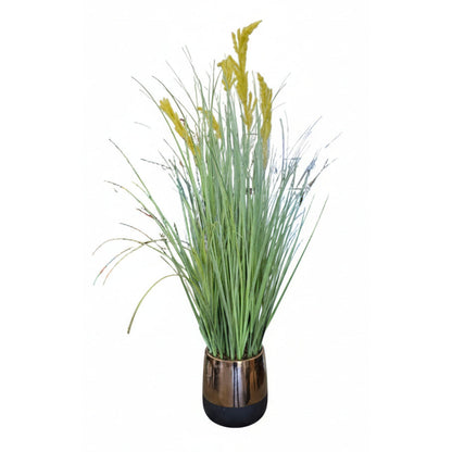Beautiful Copper & Black Pot with Artificial Goldenrod