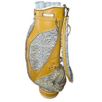 Mid Century Retro Mustard Yellow Faux Snakeskin Golf Bag