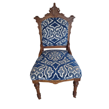 Beautiful Blue & White Victorian Occasional Chair