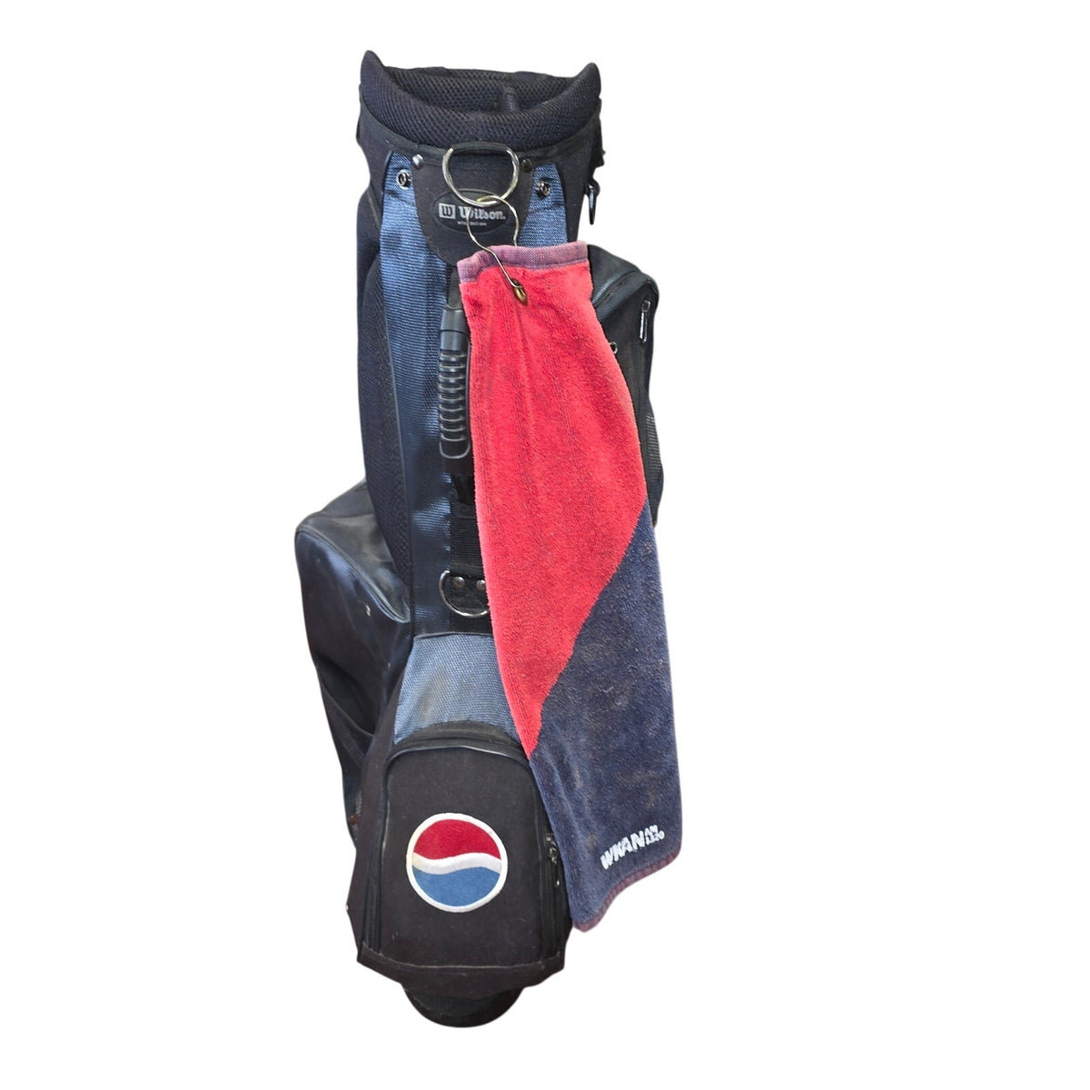 Rare Vintage Wilson Cart Golf Bag with Pepsi Logo and WKAN Towel