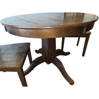 Pier 1 Imports Solid Wood Rough-Hewn Dining Table & 2 Chairs | 42" Round with 18" Leaf