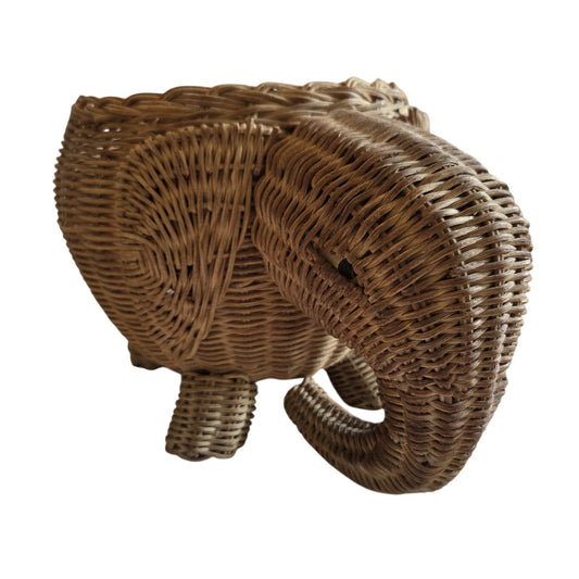 Vintage Wicker Elephant Basket Storage Planter