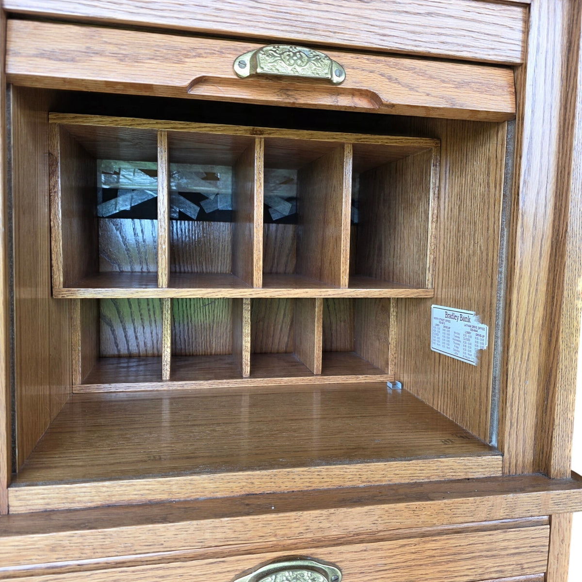 Amish Solid Oak Tamboura Top Organizer Desk
