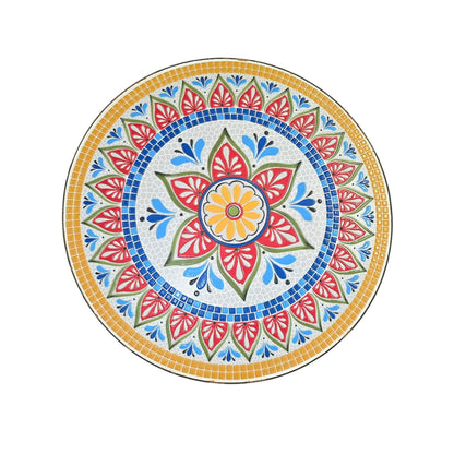 Delightful Black Metal Bistro Table & Chair Set with Colorful Mosaic Tile Accents