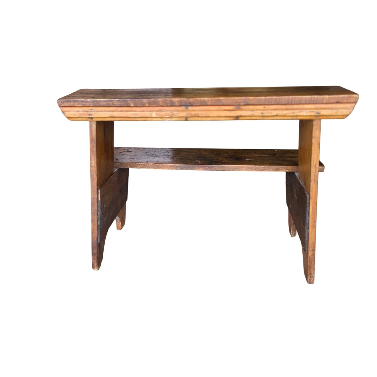Primitive Rustic Two Tier Solid Wood Bench