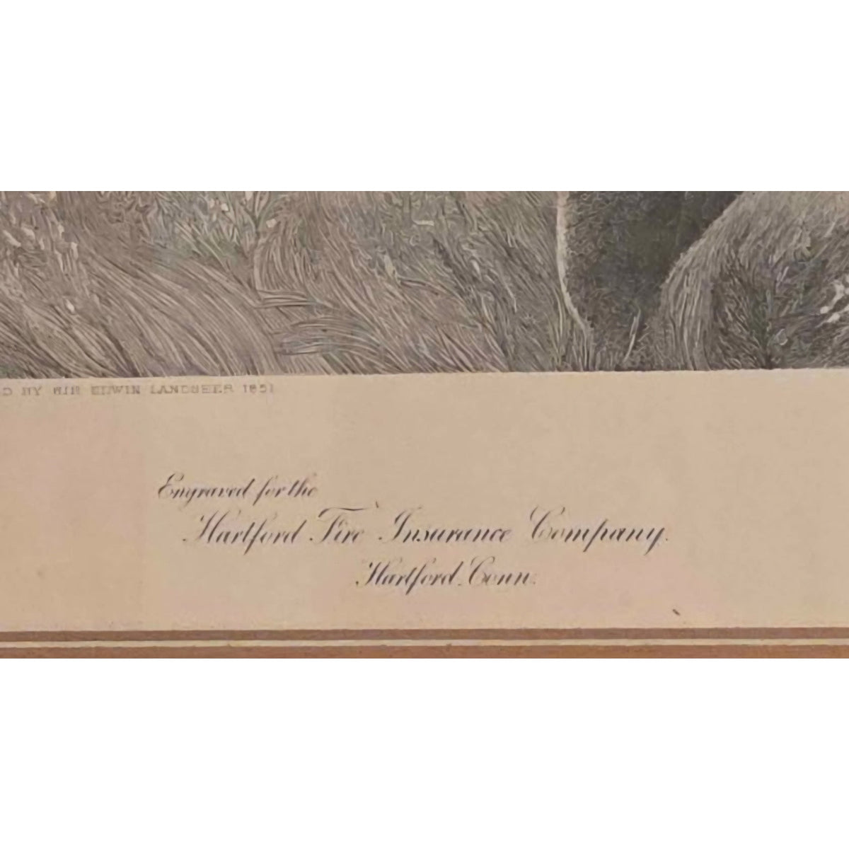 Antique Monarch of the Glen Engraving | Hartford Insurance Co. c.1890 | 30.5" x 30.25"