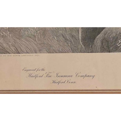 Antique Monarch of the Glen Engraving | Hartford Insurance Co. c.1890 | 30.5" x 30.25"