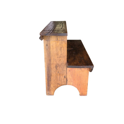 Primitive Rustic Two Tier Solid Wood Bench