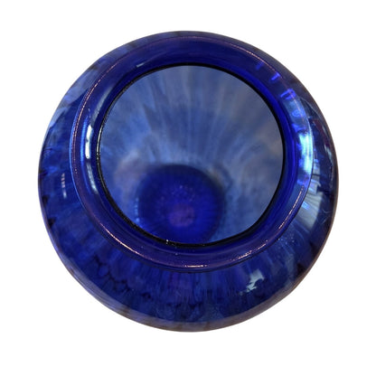 Vintage Cobalt Blue Ribbed Glass Bouquet Vase
