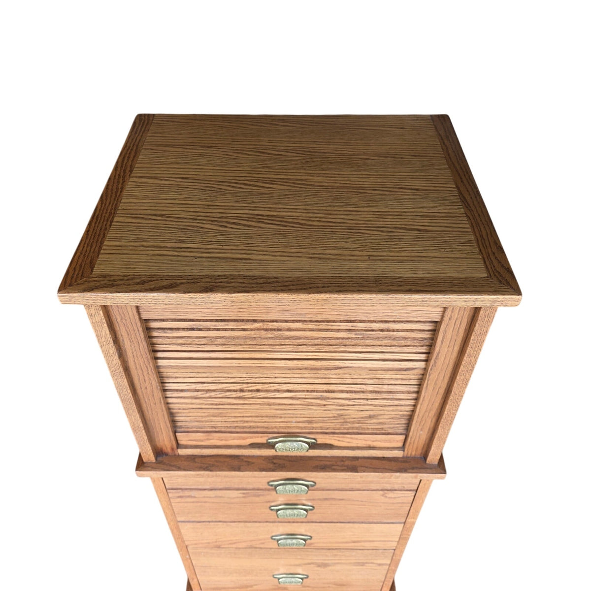 Amish Solid Oak Tamboura Top Organizer Desk